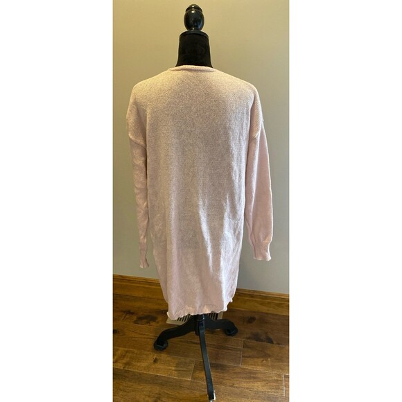 Cardigan Soft Pink Open Women Long Stylish Ribbed Bottom Soft Casual Soft Knit - Picture 3 of 9